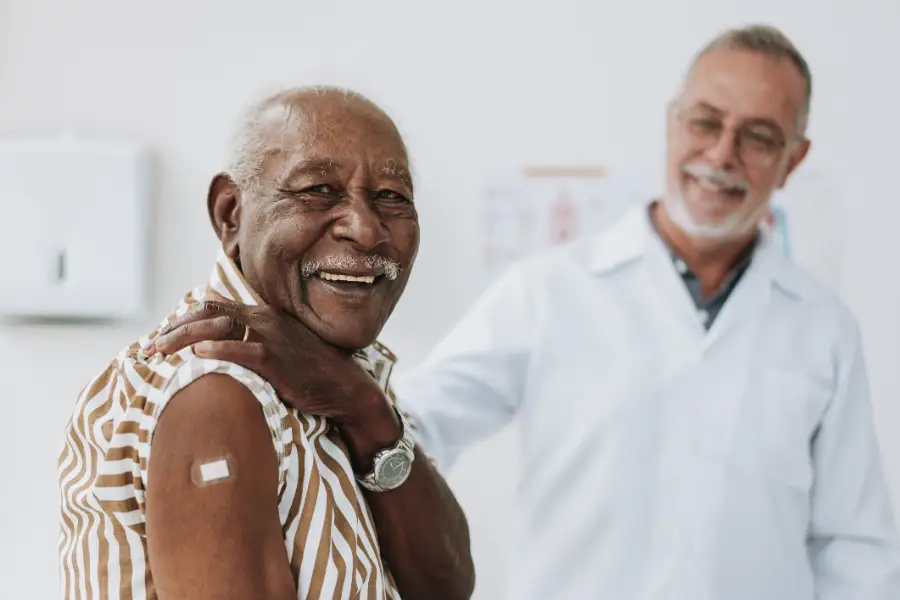 Happy patient after receiving vaccination